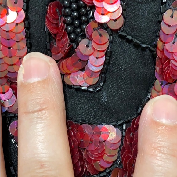 Vintage 80s Beaded Sequin Floral Silk Formal Top - Picture 10 of 13